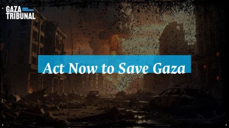 A gathering of activists discussing urgent humanitarian issues related to Gaza in a conference setting.