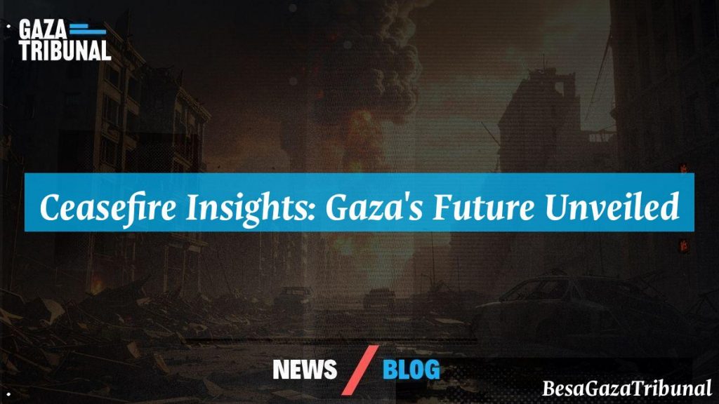 Gaza's skyline with smoke rising in the background, capturing the aftermath of conflict.