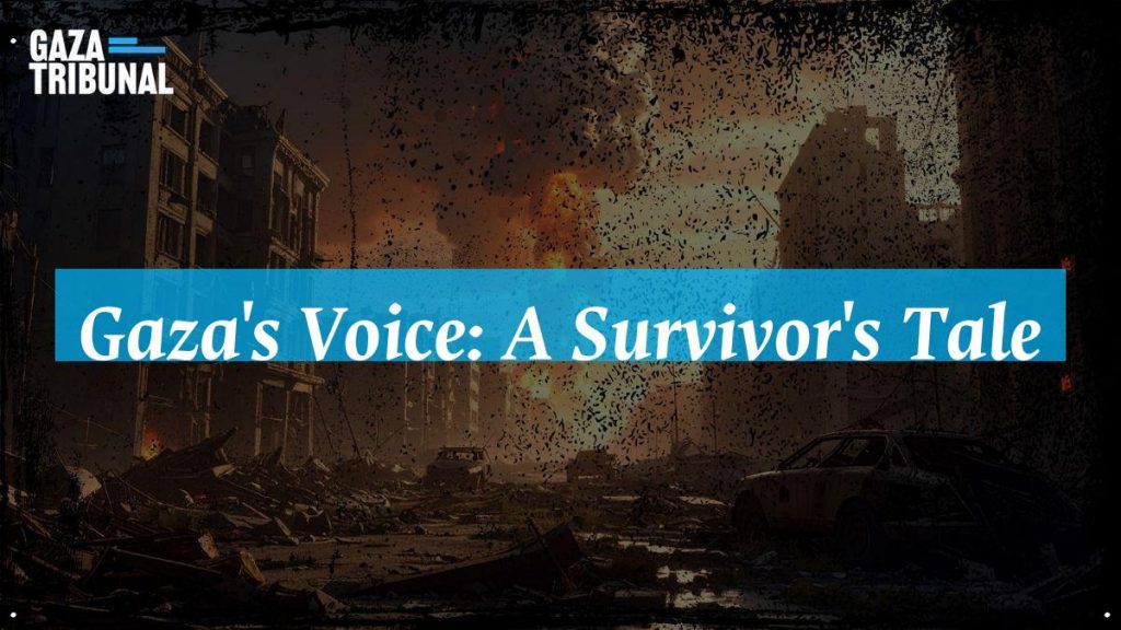 Radwan Abu Maamar stands solemnly, sharing his story of loss amid the rubble of Gaza.
