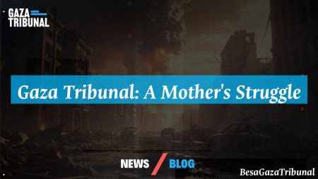 A mother stands in a devastated area, embodying resilience amid chaos.