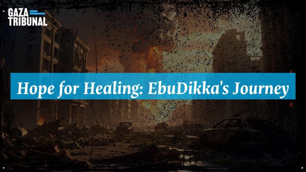 EbuDikka sits in a hospital room, hopeful and determined to walk again despite his challenges.
