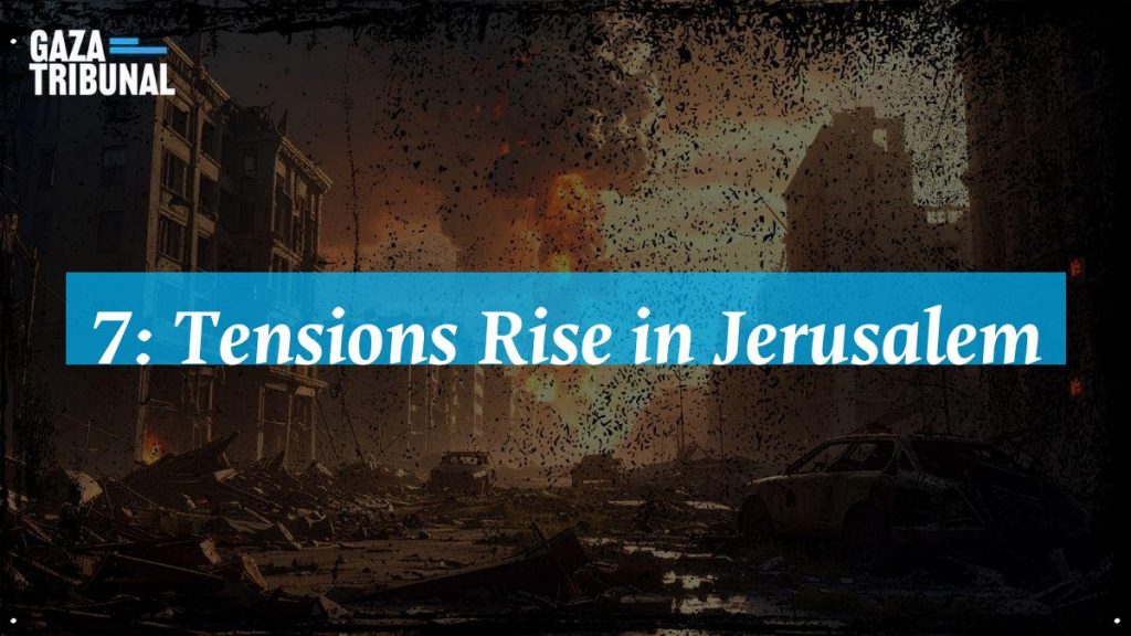 A dramatic skyline of Jerusalem against a tense backdrop.