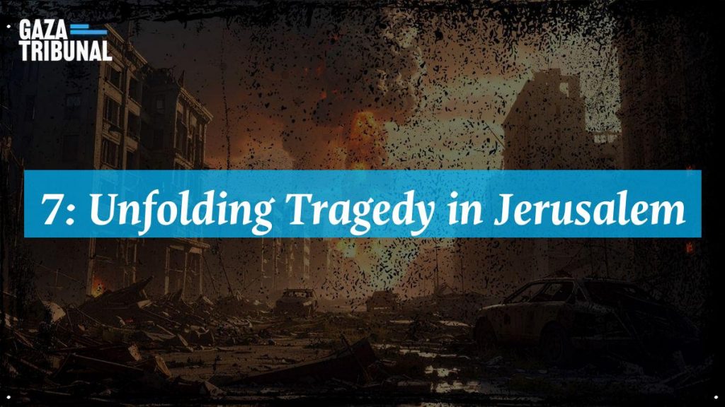 A protest scene reflecting growing tensions in Jerusalem following a tragic event.