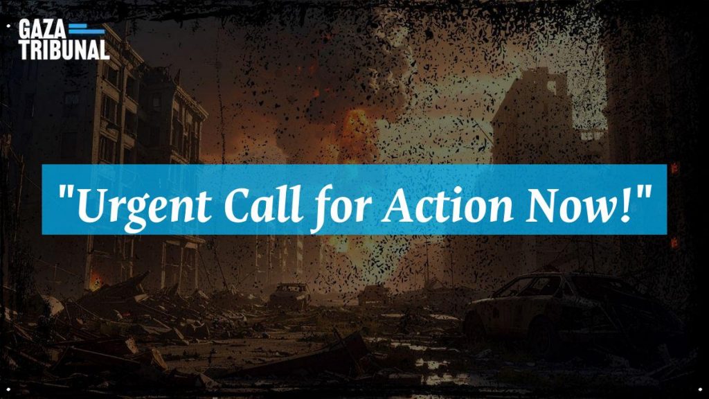 Members of the Gaza Tribunal gather to advocate for urgent action regarding the humanitarian crisis.