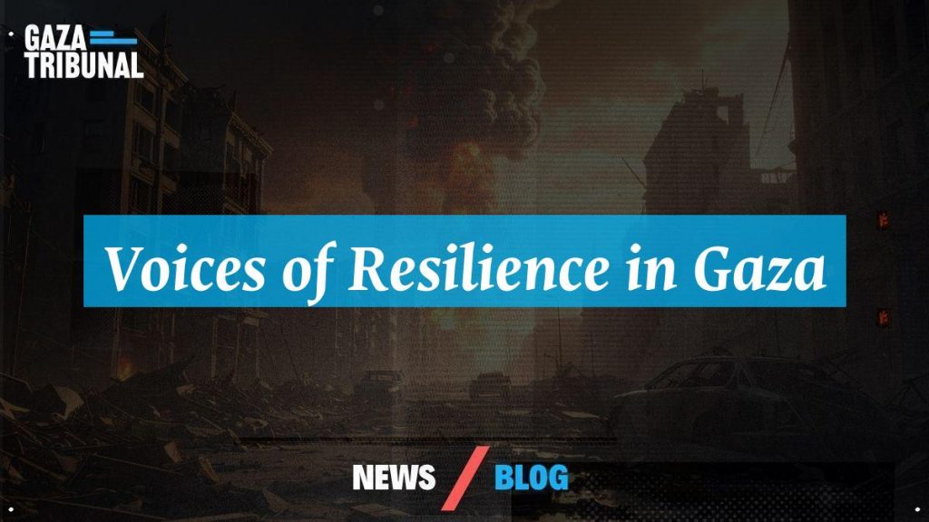 A woman stands in rubble, reflecting resilience amid destruction in Gaza.