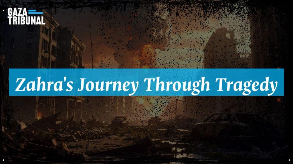 Zahra Al-Rantisi stands in front of a devastated landscape, embodying resilience amid loss.
