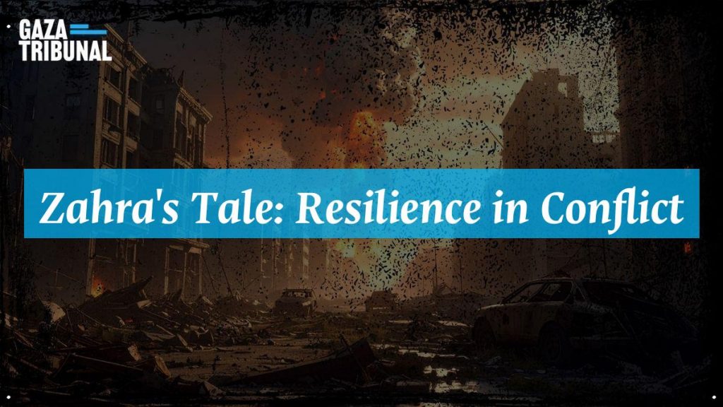 A woman surrounded by ruins, capturing her community's resilience amidst destruction.